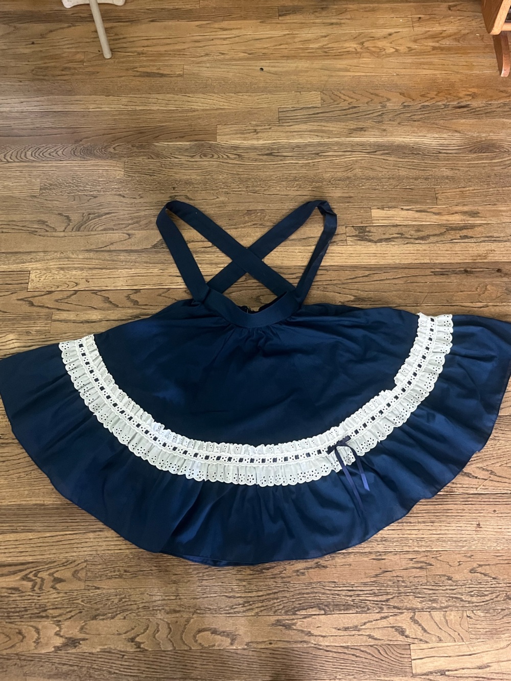 Navy and white eyelet lace swing dancing skirt